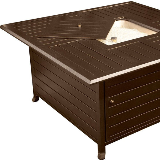 42000 BTU 45" Bronze Aluminum Propane Square Fire Pit Table With Cover
