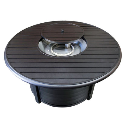 42000 BTU 48" Black Aluminum Propane Round Fire Pit Table With Cover