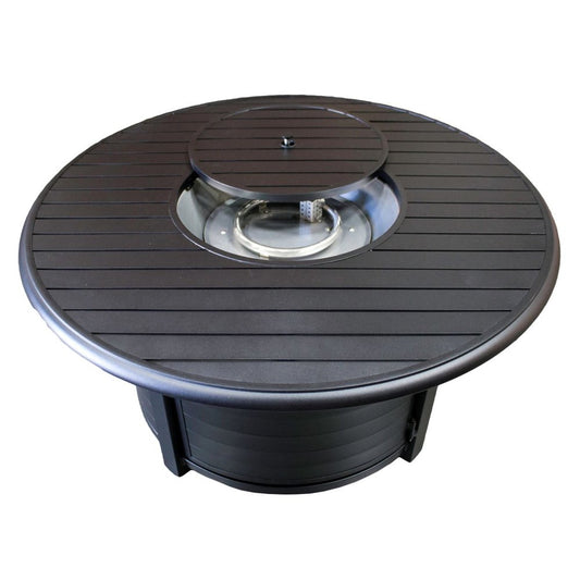42000 BTU 48" Black Aluminum Propane Round Fire Pit Table With Cover