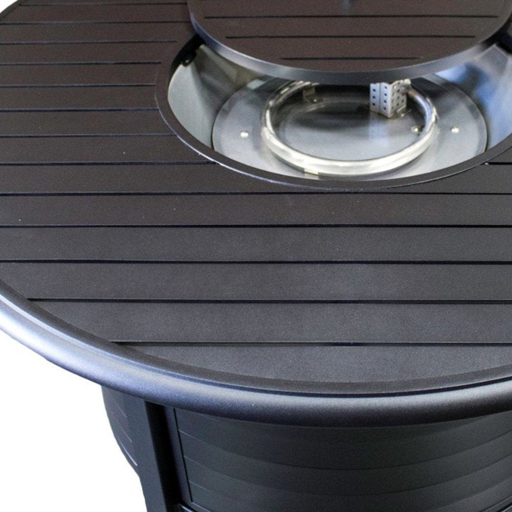 42000 BTU 48" Black Aluminum Propane Round Fire Pit Table With Cover