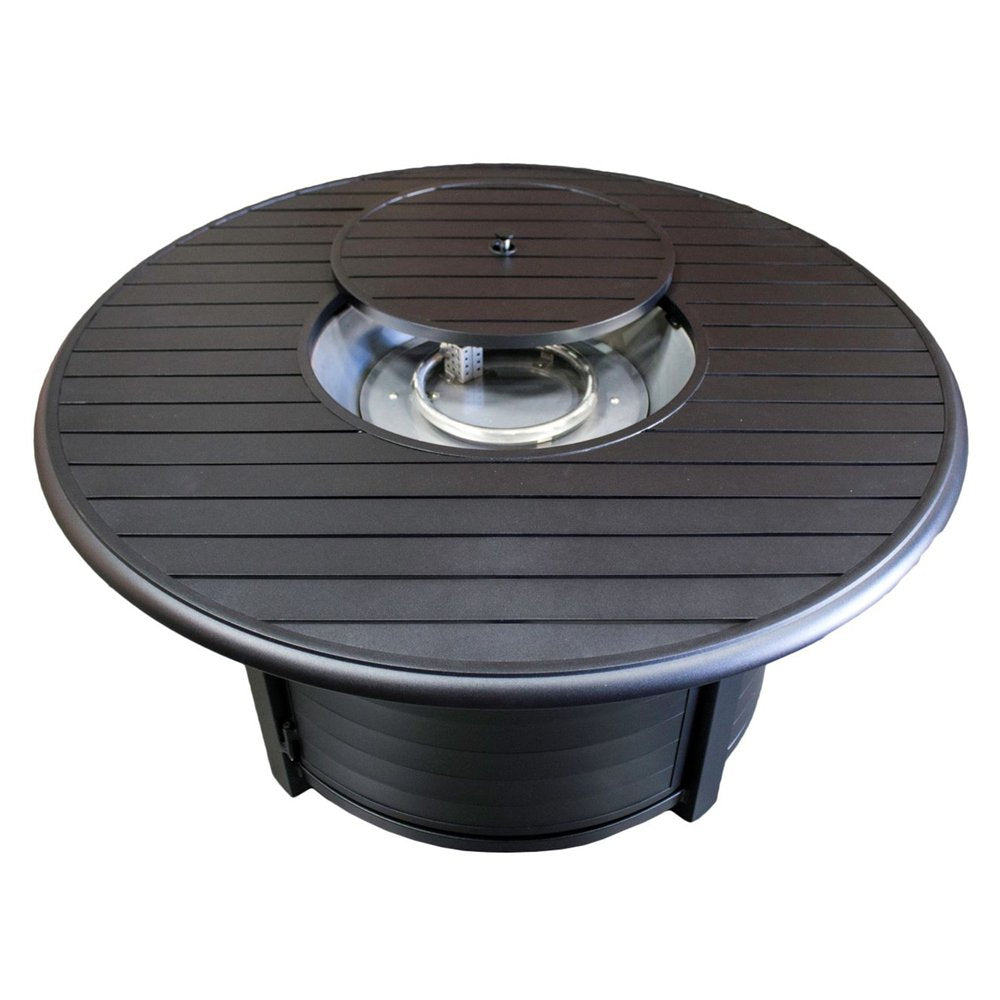 42000 BTU 48" Black Aluminum Propane Round Fire Pit Table With Cover