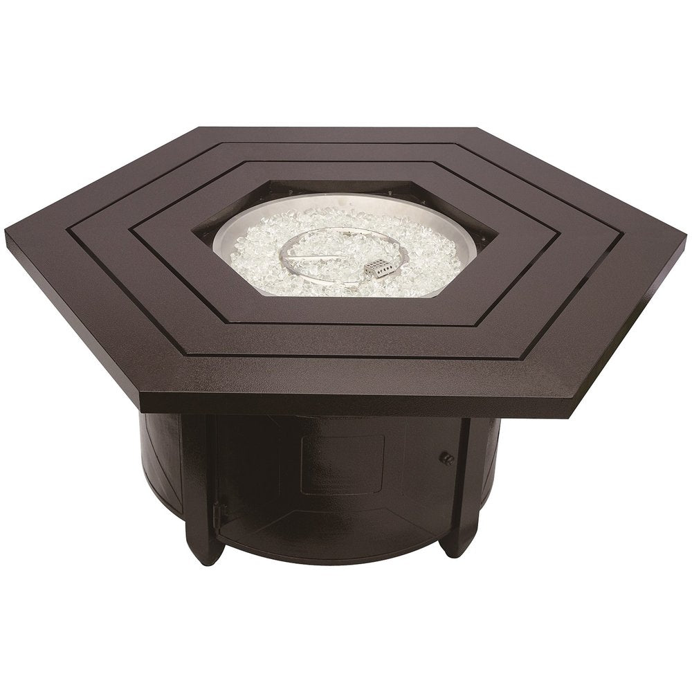 40000 BTU 45" Bronze Aluminum Propane Hexagon Fire Pit Table With Cover