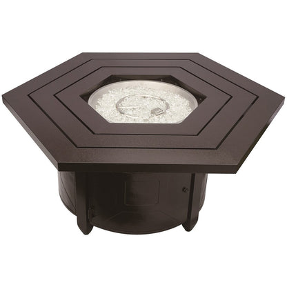 40000 BTU 45" Bronze Aluminum Propane Hexagon Fire Pit Table With Cover