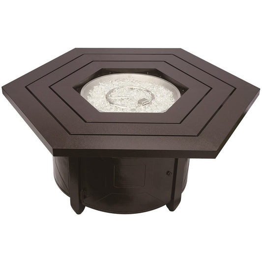 40000 BTU 45" Bronze Aluminum Propane Hexagon Fire Pit Table With Cover