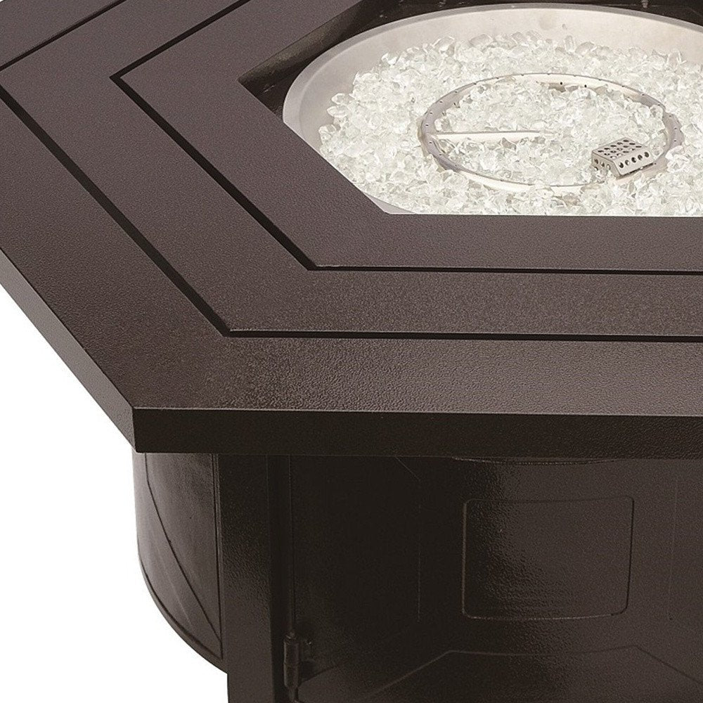 40000 BTU 45" Bronze Aluminum Propane Hexagon Fire Pit Table With Cover