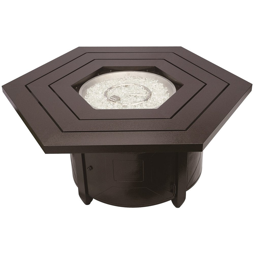 40000 BTU 45" Bronze Aluminum Propane Hexagon Fire Pit Table With Cover