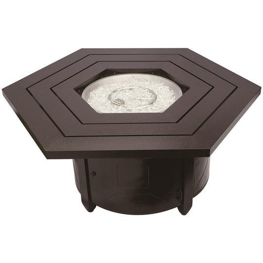 40000 BTU 45" Bronze Aluminum Propane Hexagon Fire pit table With Cover