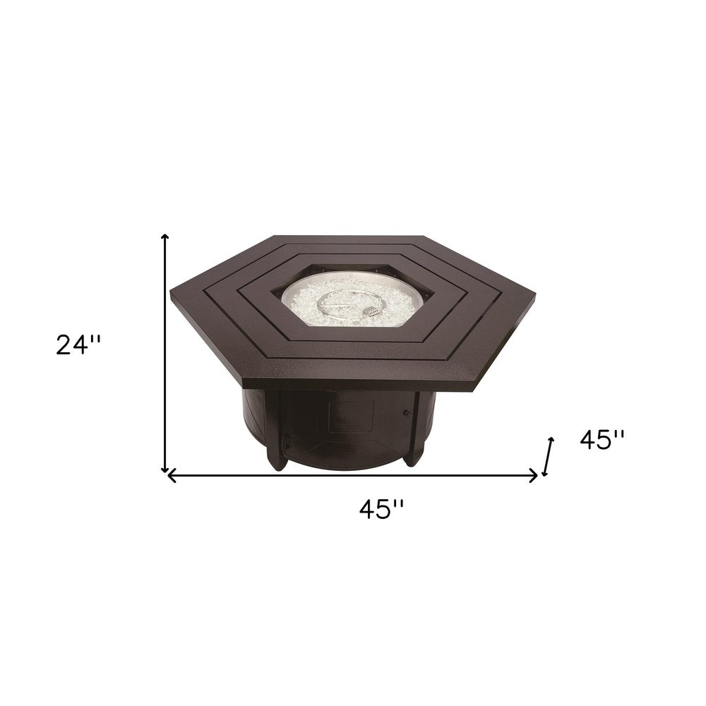 40000 BTU 45" Bronze Aluminum Propane Hexagon Fire pit table With Cover