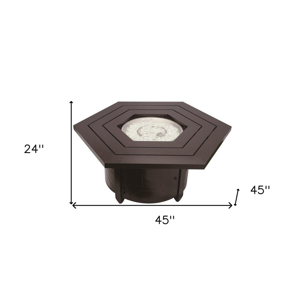 40000 BTU 45" Bronze Aluminum Propane Hexagon Fire Pit Table With Cover