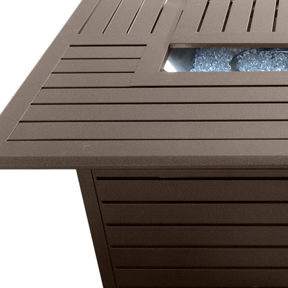 42000 BTU 36" Bronze Aluminum Propane Rectangular Fire Pit Table With Cover