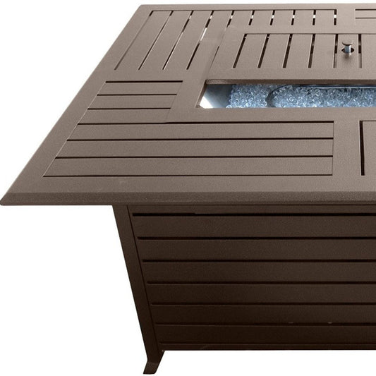 42000 BTU 36" Bronze Aluminum Propane Rectangular Fire Pit Table With Cover