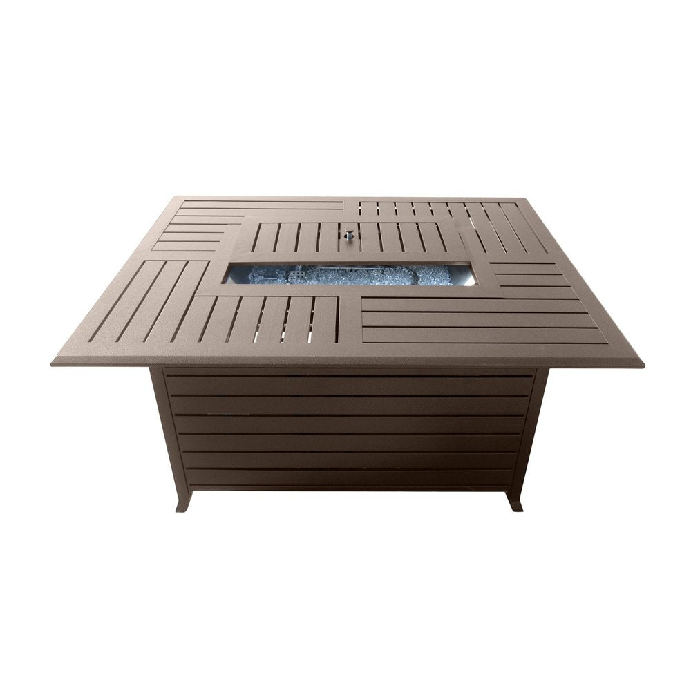 42000 BTU 36" Bronze Aluminum Propane Rectangular Fire Pit Table With Cover