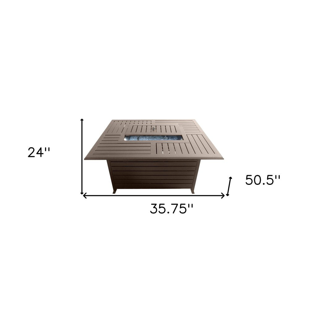 42000 BTU 36" Bronze Aluminum Propane Rectangular Fire Pit Table With Cover