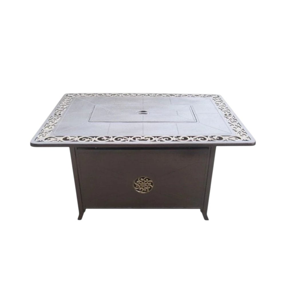 42000 BTU 35" Bronze Aluminum Propane Rectangular Fire Pit Table With Cover