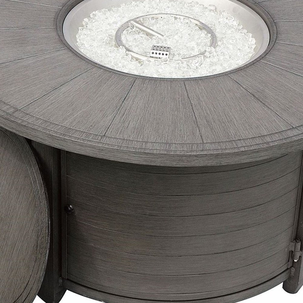 42000 BTU 44" Gray Aluminum Propane Round Fire Pit Table With Cover