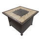 50000 BTU 40" Black And Brown Steel Propane Square Fire pit table With Cover