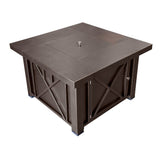 40000 BTU 38" Antiqued Bronze Steel Propane Square Fire Pit Table With Cover