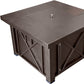 40000 BTU 38" Antiqued Bronze Steel Propane Square Fire pit table With Cover