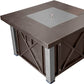 40000 BTU 38" Antiqued Bronze And Silver Propane Square Fire pit table With Cover