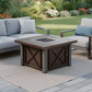 40000 BTU 38" Antiqued Bronze And Silver Propane Square Fire pit table With Cover