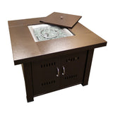 40000 BTU 38" Antiqued Bronze Steel Propane Square Fire Pit Table With Cover