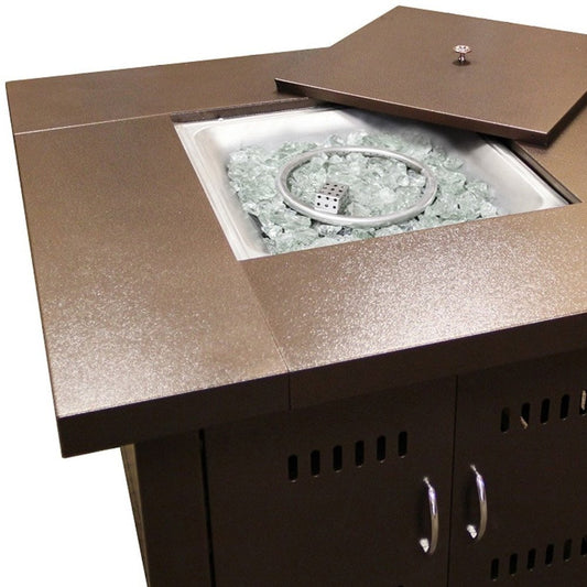 40000 BTU 38" Antiqued Bronze Steel Propane Square Fire Pit Table With Cover