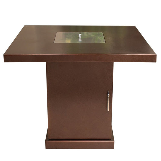 40000 BTU 30" Antiqued Bronze And Gold Steel Propane Square Fire Pit Table With Cover