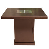 40000 BTU 30" Antiqued Bronze And Gold Steel Propane Square Fire Pit Table With Cover