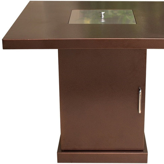 40000 BTU 30" Antiqued Bronze And Gold Steel Propane Square Fire Pit Table With Cover