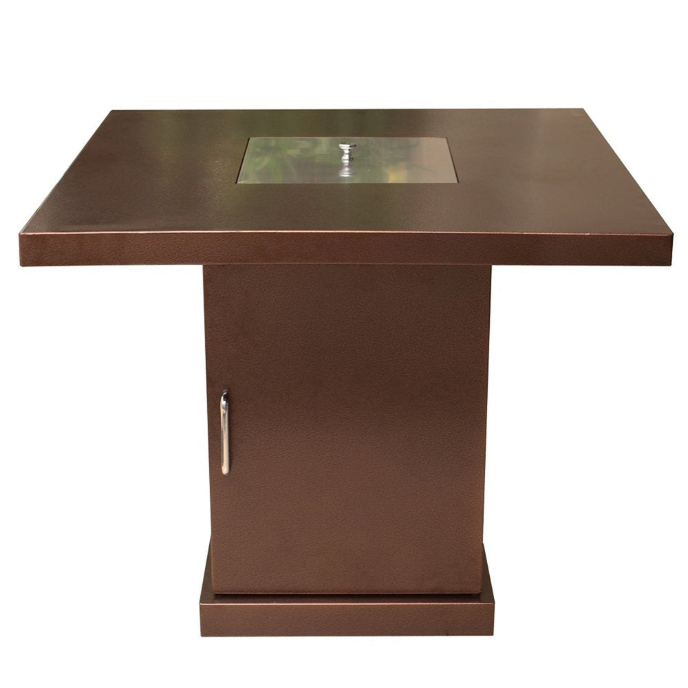 40000 BTU 30" Antiqued Bronze And Gold Steel Propane Square Fire Pit Table With Cover