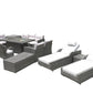 Twelve Piece Outdoor Gray Wicker Multiple Chairs Seating Group Fire Pit Included with White Cushions