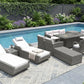 Twelve Piece Outdoor Gray Wicker Multiple Chairs Seating Group Fire Pit Included with White Cushions