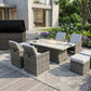 Ten Piece Outdoor Gray Wicker Multiple Chairs Seating Group Fire Pit Included with White Cushions