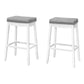 Set of Two 30" Gray and White Faux Leather and Solid Wood Backless Bar Height Bar Chairs
