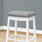 Set of Two 30" Gray and White Faux Leather and Solid Wood Backless Bar Height Bar Chairs