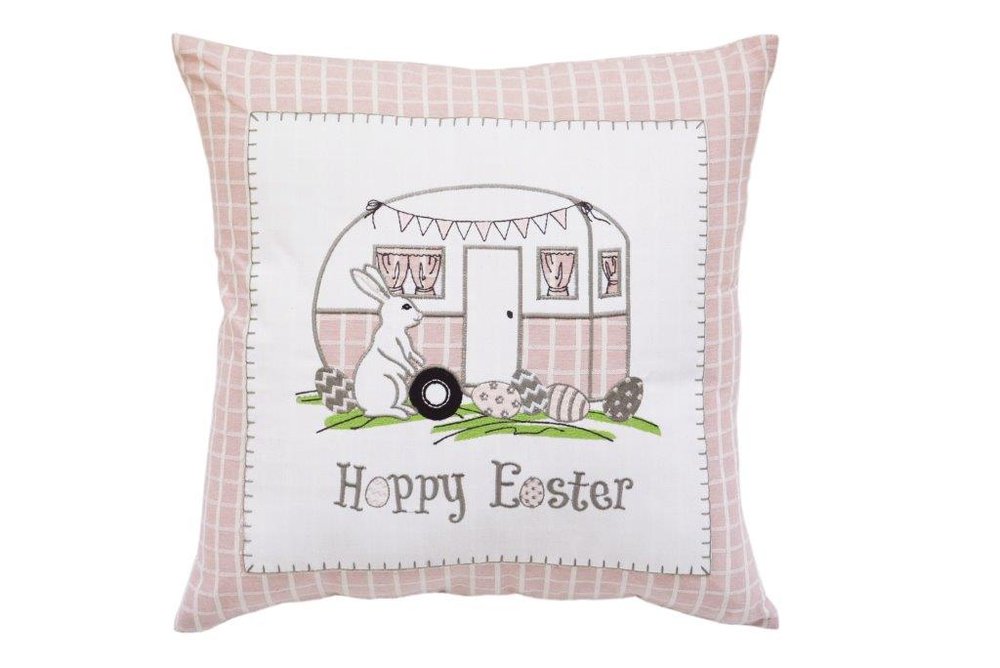 17" Light Pink Easter Easter Bunny Throw Pillow