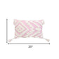 13" X 20" Pink and White Textural Abstract Throw Pillow with Tassels