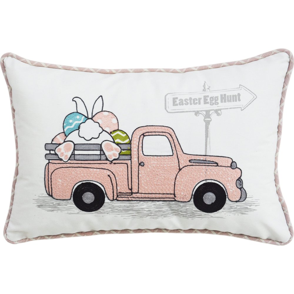 13" X 20" Pink and White Easter Egg Hunt Easter Easter Bunny Throw Pillow