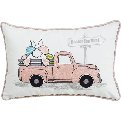 13" X 20" Pink and White Easter Egg Hunt Throw Pillow