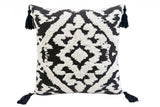 17" Black and White Throw Pillow with Tassels