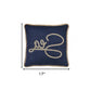 17" Navy Blue and Brown Sea Throw Pillow with Embroidery