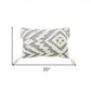 13" X 20" Gray and White Throw Pillow with Tassels