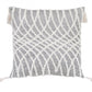 17" Gray and White Throw Pillow with Tassels