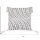 17" Gray and White Throw Pillow with Tassels
