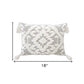 13" X 18" Gray and White Throw Pillow with Tassels