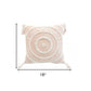 18" Peach and White Throw Pillow with Tassels