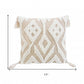 17" X 17" Beige And White Ikat Zippered Polyester Throw Pillow With Tassels
