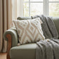 17" X 17" Beige And White Ikat Zippered Polyester Throw Pillow With Tassels