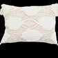 13" X 18" Beige and White Throw Pillow with Tassels
