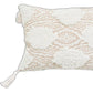 13" X 18" Beige and White Throw Pillow with Tassels